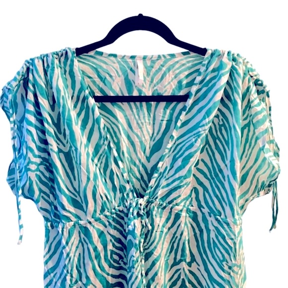 ViX Paula Hermanny Aqua Zebra Print Tunic Cover Up Size Large NWOT - Picture 9 of 10